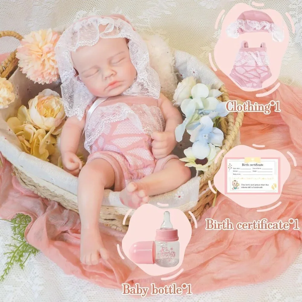 12.21 in Full Silicone Reborn Ivory Baby Girl Dolls Lifelike 2.42LB Weight Baby